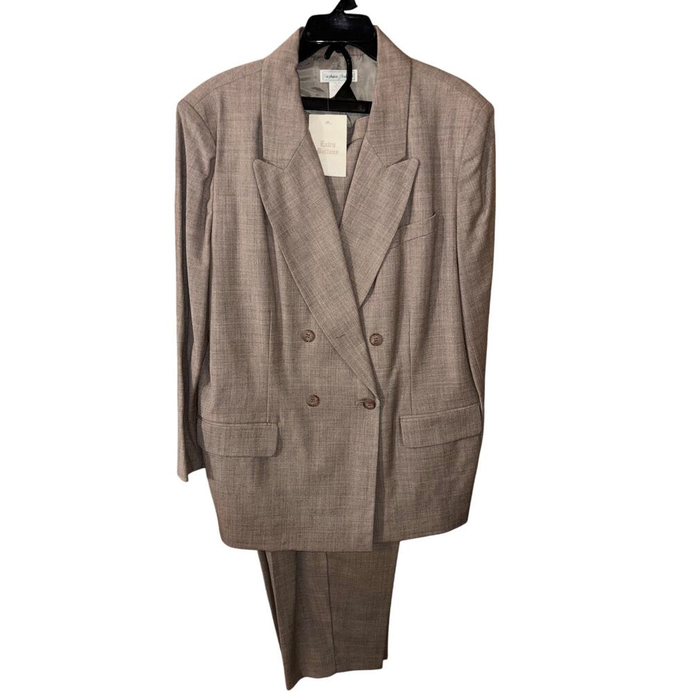 Vintage Stephanie Andrews 100% wool women’s gray pantsuit NWT (size 22W)